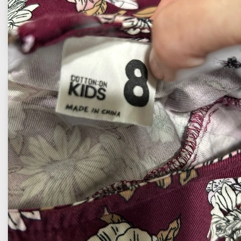 Cotton On Burgundy Floral Dress Girl Size 8